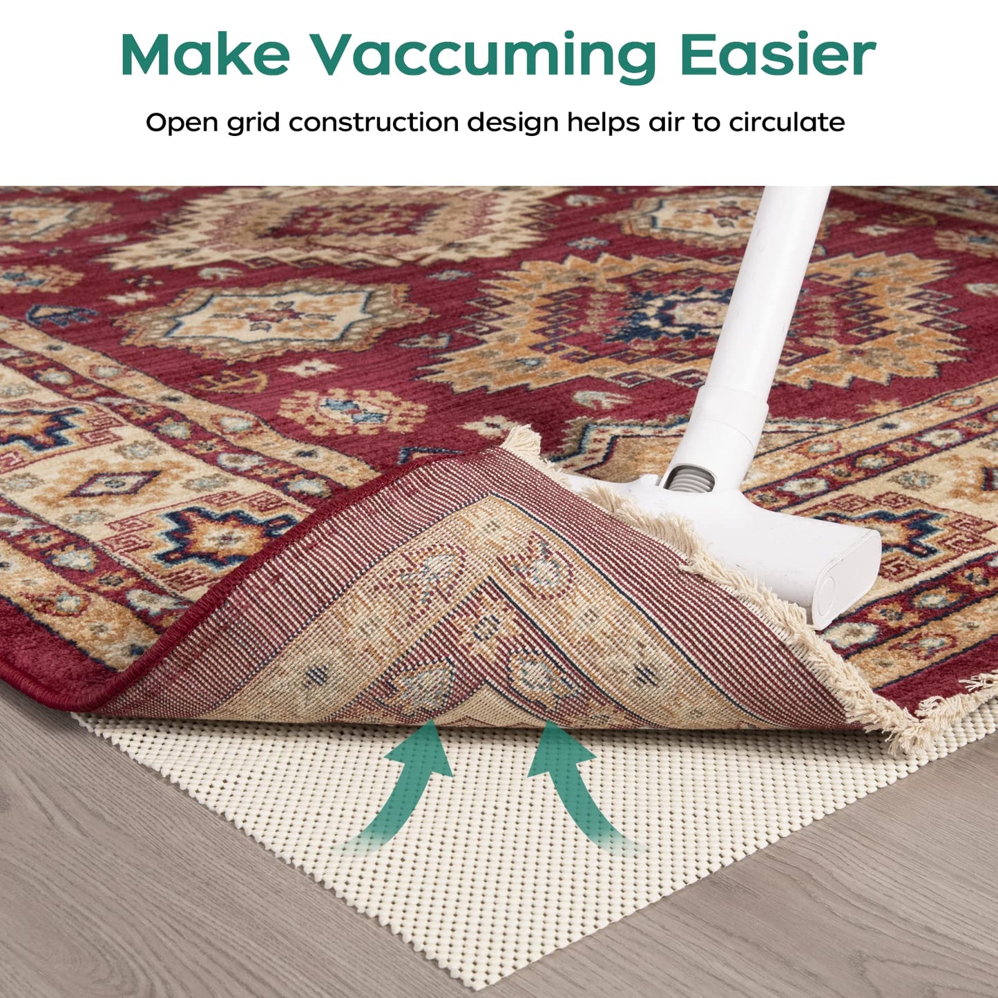 BAGAIL BASICS Non Slip Rug Pad Gripper 5 x 7 Feet Extra Thick Carpet Pads for Area Rugs and Hardwood Floors, Keep Your Rugs Safe and in Place