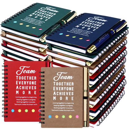 8 Set Team Gifts Employee Appreciation Gift Bulk Inspirational Team Spiral Notebooks with Sticky Notes Motivational Ballpoint Pens Thank You Gifts for Coworker Staff Teacher Christmas School Office