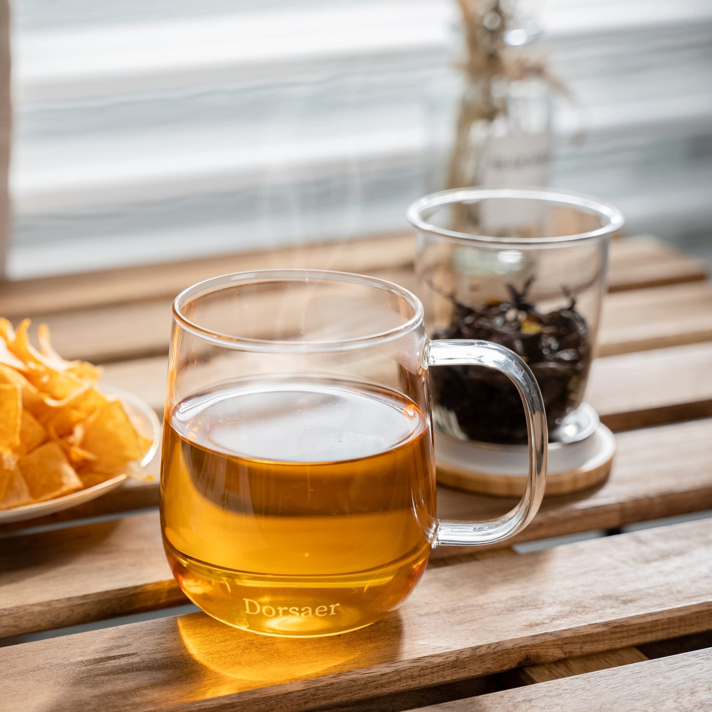 Dorsaer Glass Tea Mugs - Glass Tea Cup with Glass Infuser and Lid for Tea Steeping at Home and Office (16.9 oz)