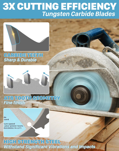 KEENTECH 7-1/4 Inch 40 Tooth General Purpose Circular Saw Blade 3-Pack, Tungsten Carbide Tipped, ATAF Grind, 5/8 Inch Bore with Diamond Knockout