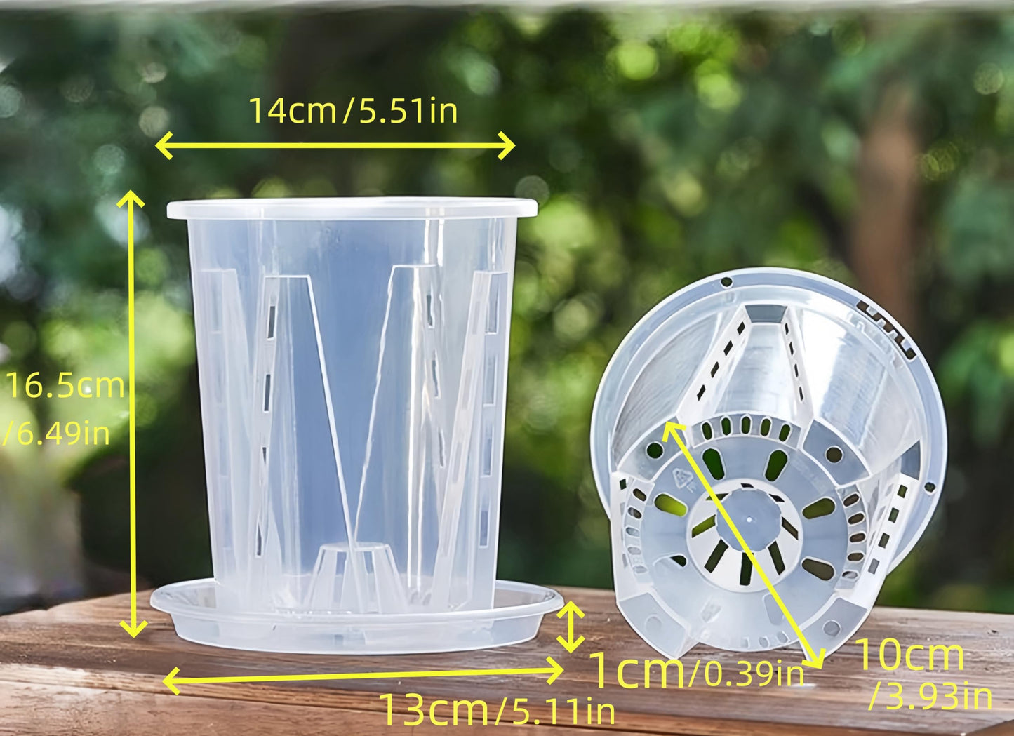 5 Pack Clear Plastic Orchid Pots with Holes and Saucers for Plants,5.5 x 6.5 in Thickened Transparent Pot,Breathable Slotted Orchids Planter Hard Flower Pots Nursery Pots, Houseplant