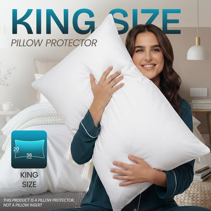 Beddora 4 Pack Pillow Protectors King Size – Waterproof Zippered Pillow Case Covers, Bed Bug & Dust Mite Proof Pillow Encasements 20 x 36 Inces, Soft Noiseless Waterproof Pillow Covers for Sleeping