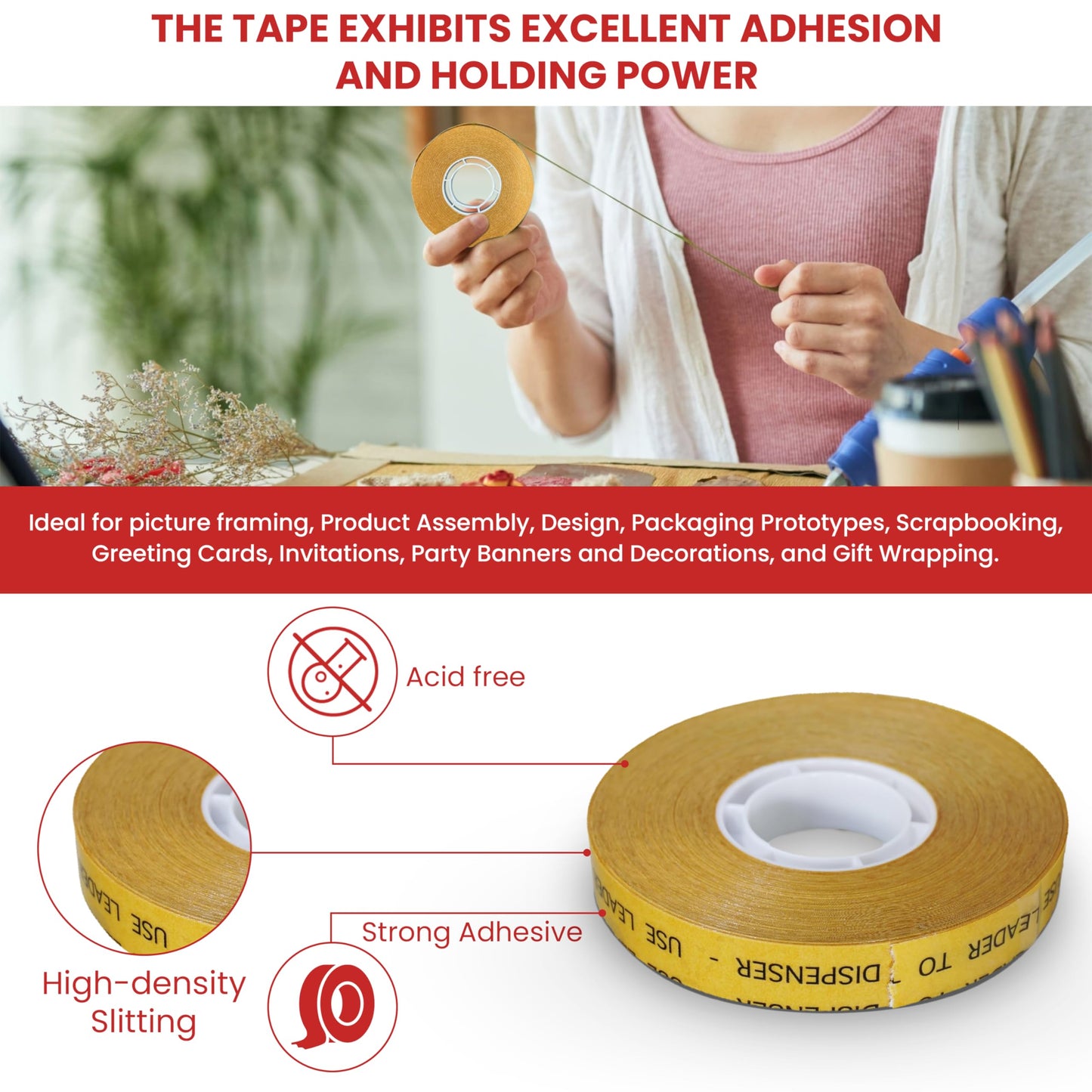 T.R.U. ATG-7502 ATG Tape (Acid Free Adhesive Transfer Tape): 1/4 in. wide x 36 yds.