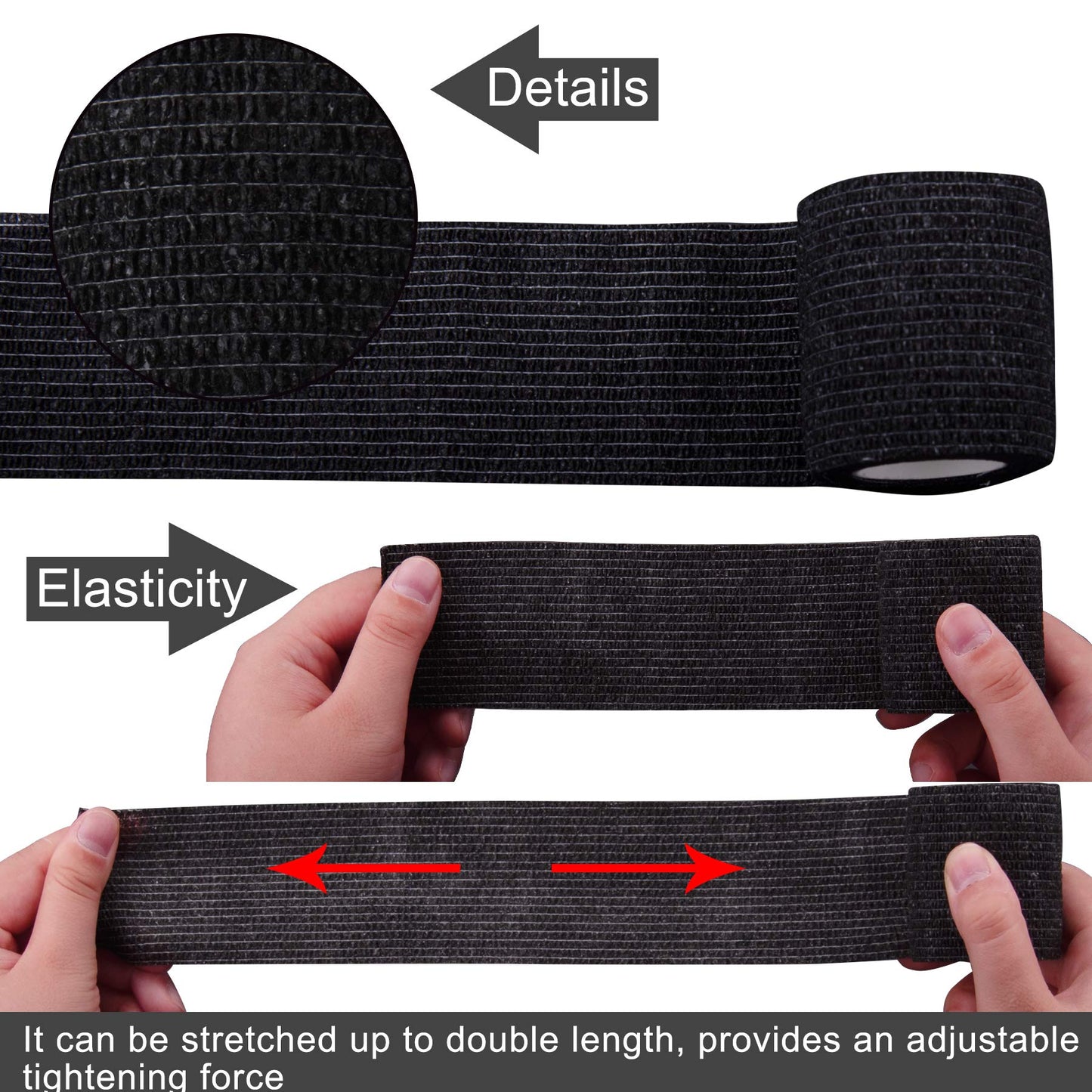 BQTQ 30 Rolls Self Adherent Cohesive Wrap Bandage 2” x 5 Yards Breathable Athletic Tape Stretch Wrap Roll Sports wrap Tape Adhesive for Wrist Ankle Swelling Sprains(Black Color)