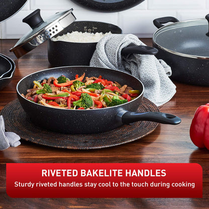 T-Fal Signature 26cm Frypan Non Stick Non Toxic Frying Pan, Thermo-Spot Heat Indicator, Dishwasher Safe, Black