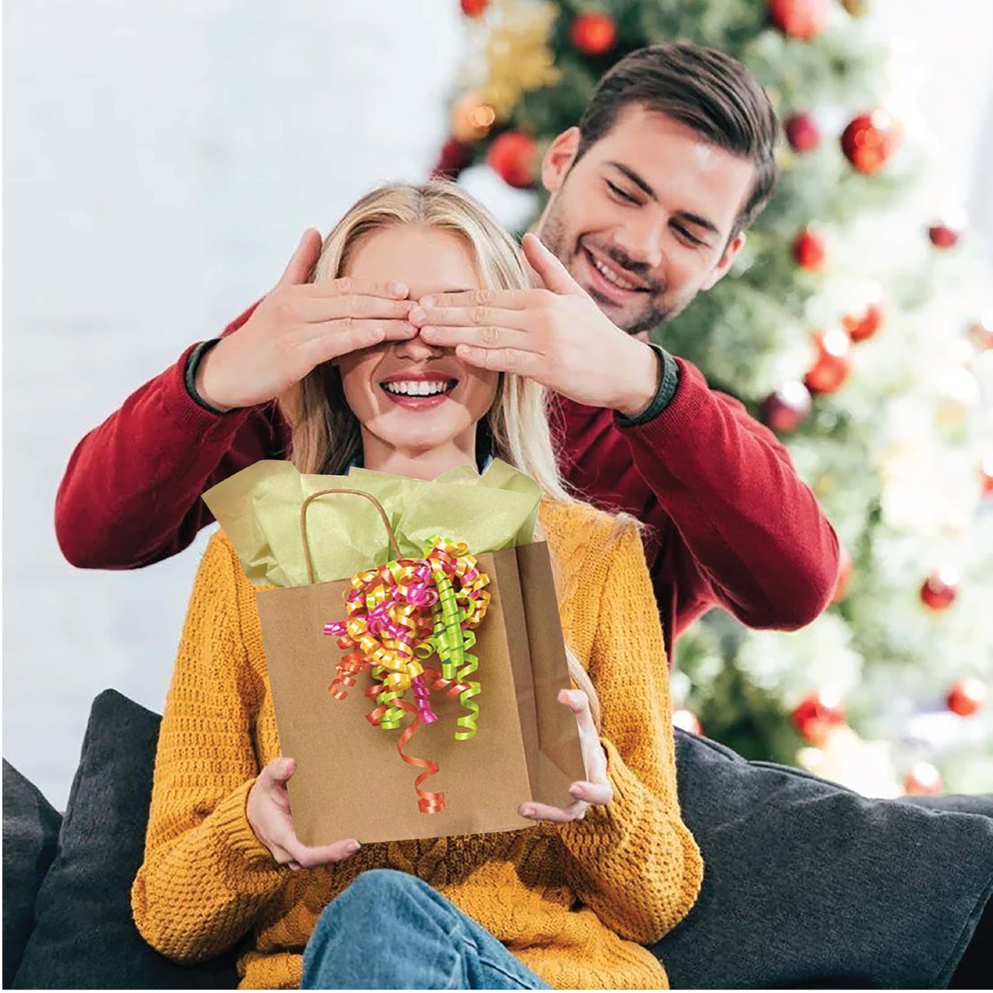 50 Pack Brown Kraft Paper Bags with Handles - 10x8x4.3 inches Paper Tote Bags for Grocery, Retail Stores, and Small Businesses - Gift Bags for Parties, Birthdays, Weddings