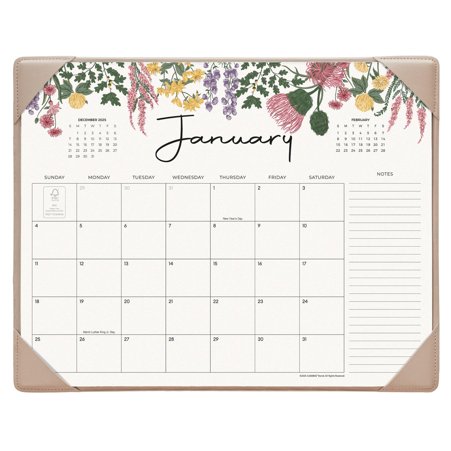 Cabbrix Desk Calendar 2026 with Desktop Mat, Desk Pad Calendar 15"x 12" From January 2026 to June 2027, Desk Calendar for Home Office and School, Easy Planning (Apricot)