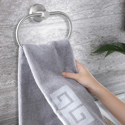 7-Piece Bathroom Accessories Set, Black Towel Rack Towel Holder Towel Bar, Towel Racks for Bathroom SUS304 Stainless Steel, Towel Holder Towel Rack Wall Mounted, Silver Towel Rack Bathroom
