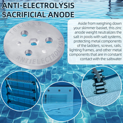 TonGass (2-Pack Zinc Anode Weight Anti-Electrolysis Sacrificial Anode, Galvanic Anodes for Passive Cathodic Protection Bolts Inside or Outside Skimmer Baskets Salt System Swimming Pool Must-Have