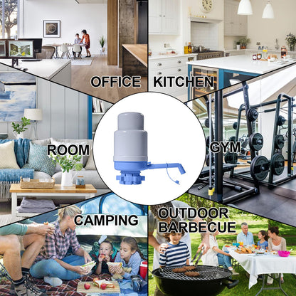5 Gallon Water Dispenser Sold by Dyreps - Manual Water Dispenser for 5 Gallon Bottle with Pressure Relief Valve for No Drips, Easy Hand Press Water Pump Dispenser Fit for 2-6 Gallon Bottle (Blue)