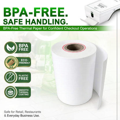 Vonlyst Clover Flex Paper Rolls 2 1/4" x 55’ Thermal Receipt Paper – 10 Rolls Pack - BPA Free POS Printer & Credit Card Machine Compatible C400 C401 C403 C405 C406