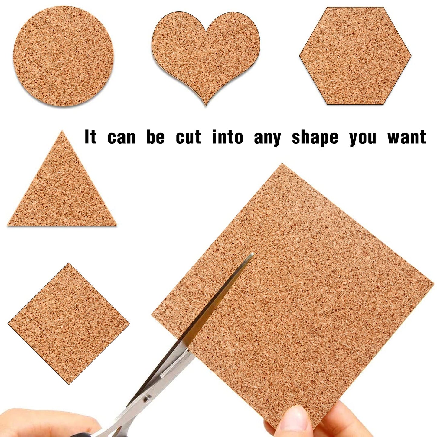 Self Adhesive Cork Squares, 100 PCS 4 x 4 Inch Strong Cork Adhesive Sheets, Reusable Cork Board Cork Backing Sheets, Mini Wall Cork Tiles Mat for Coasters and DIY Crafts