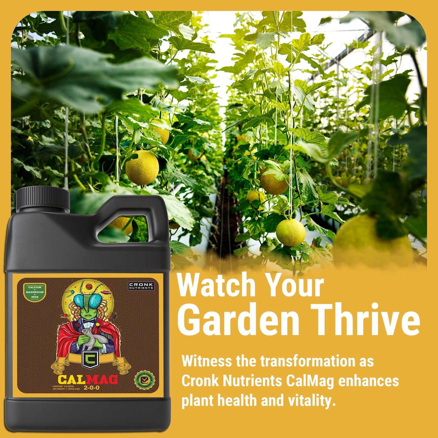 Cronk Nutrients CalMag 2-0-0 - Calcium, Magnesium and Iron Plant Fertilizer – Compatible with Soil, Soilless and Hydroponic Garden – Correct Common Deficiencies for Indoor & Outdoor Plants - 500mL