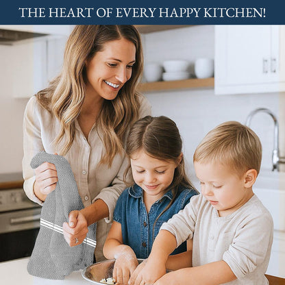 Kitchen Towel Set - 100% Cotton Kitchen Towels, Reusable Dish Cloths, Grey Dish Towels for Kitchen, Soft Absorbent Tea Towels, Durable Kitchen Hand Towels, 14” x 25” Kitchen Dish Towels - 6 Pack