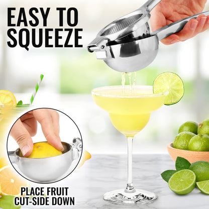 Zulay Kitchen Stainless Steel Lime & Lemon Squeezer Handheld - Steel Citrus Juicer Handheld - (Stainless Steel)