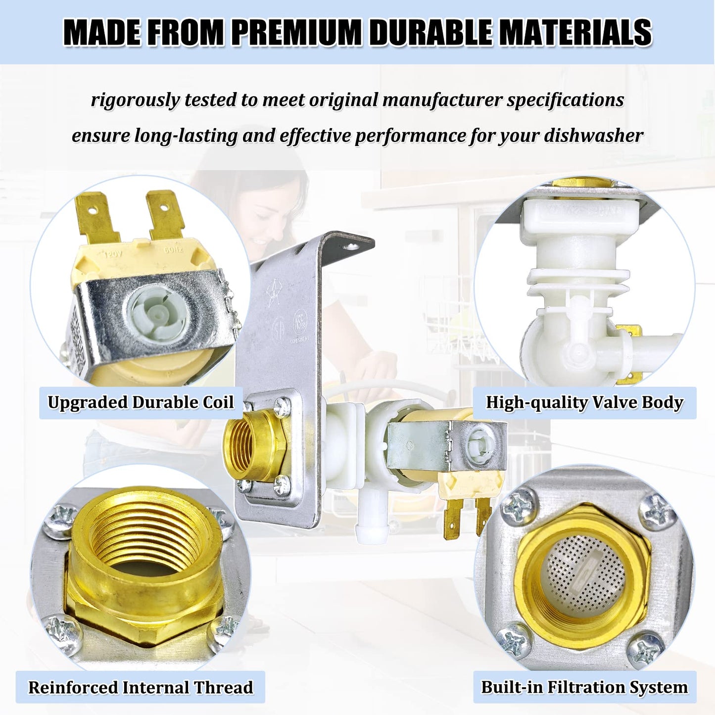 154637401 Dishwasher Water Inlet Valve - Dishwasher Water Valve Assembly Replacement Parts 154219601 154359801 154373301 AH1990907 AP4321824 PS1990907