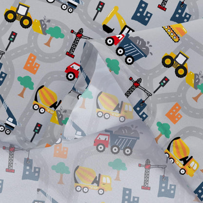 Softan Kids Bed Sheet Set, 3-Piece Twin Sheets Set, Microfiber Fitted Sheet with 15 Inches Deep Pocket and Corner Straps, Breathable & Silky Soft Excavator Pattern Sheet and Pillowcase Sets