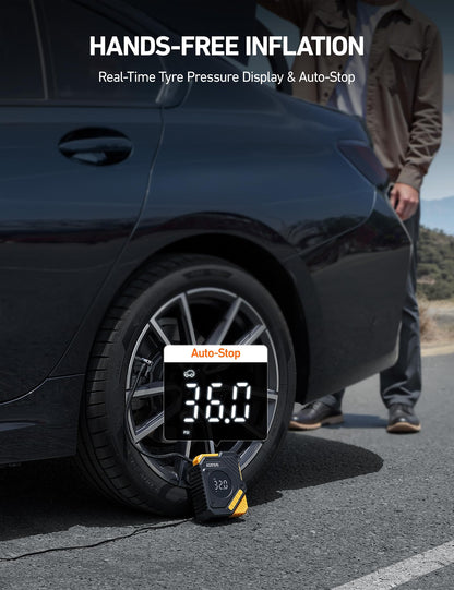 AstroAI Car Tire Inflator Air Compressor 12V DC, 150 PSI Digital Tire Pump with Pressure Gauge, Large LCD Display, Smart Preset & Auto Stop, for Car, Motorcycle, Bike Tires