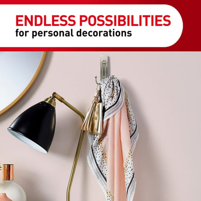 Command Large, Damage Free Hanging Wall Hooks with Adhesive Strips, No Tools Double Wall Hooks for Christmas Decorations, 2 Black Plastic Hooks and 2 Strips