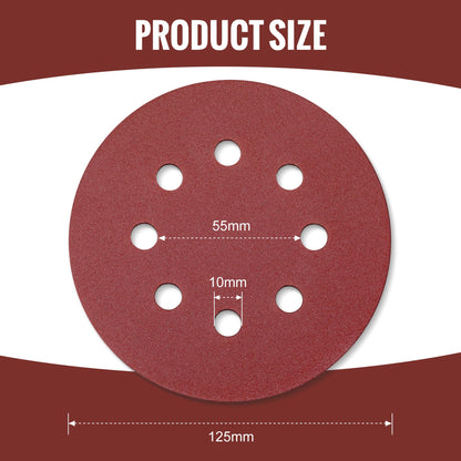 WORKPRO 150 PCS 5 Inch Sanding Discs, Hook and Loop Sandpaper Set, 10 Assorted Grits Including 60, 80, 100, 120, 150, 180, 240, 320, 400, 600, Round Sander Pads for Random Orbital Sander