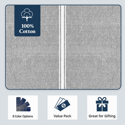 Kitchen Towel Set - 100% Cotton Kitchen Towels, Reusable Dish Cloths, Grey Dish Towels for Kitchen, Soft Absorbent Tea Towels, Durable Kitchen Hand Towels, 14” x 25” Kitchen Dish Towels - 6 Pack
