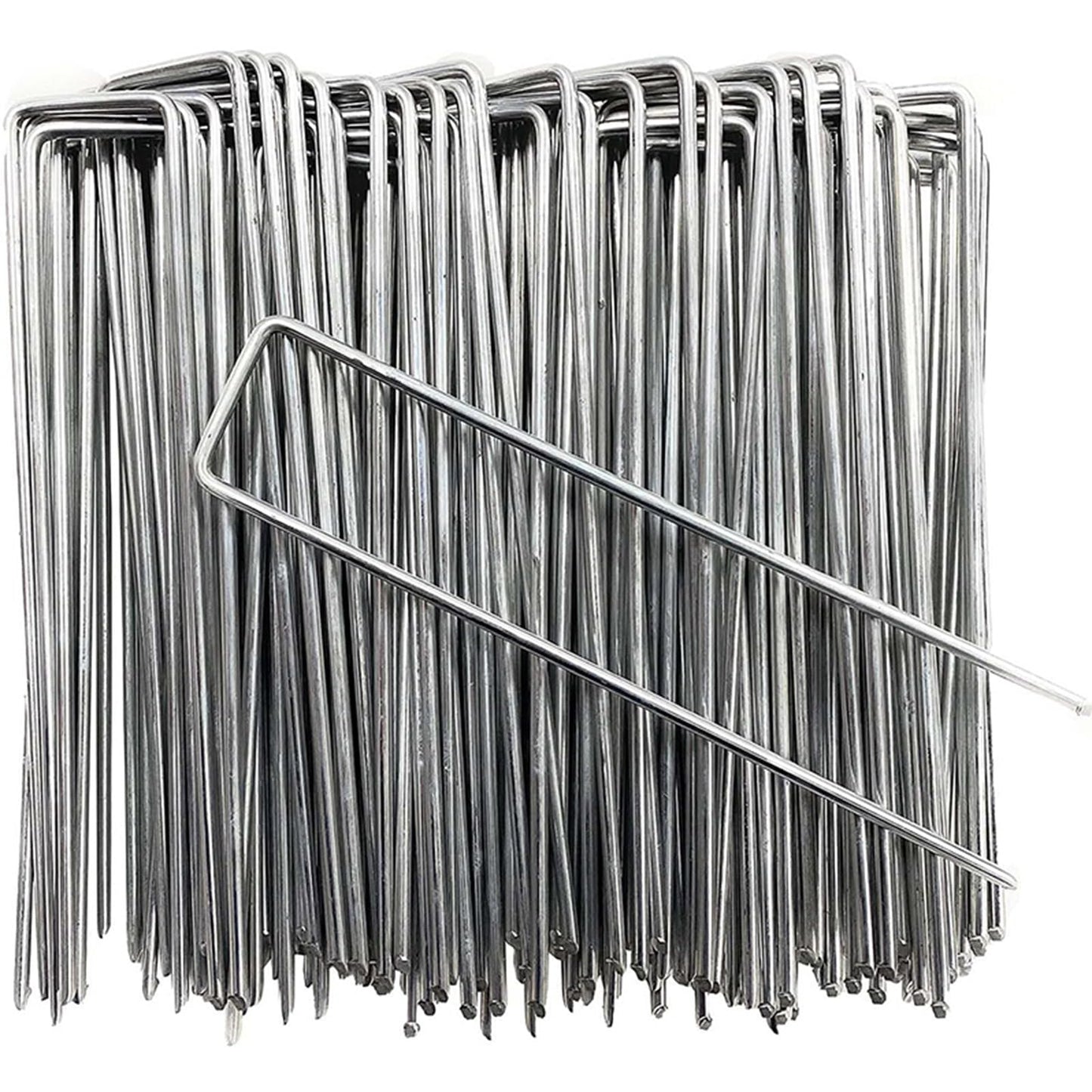 100 Pack Landscape Staples 6 InchGalvanized Garden Stakes Pins Anti-Rust Lawn Spikes for Weed Barrier Fabric, Irrigation Tubing, Yard Lawn Garden anchoring or Sod Pins