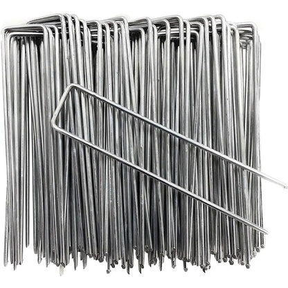 100 Pack Landscape Staples 6 InchGalvanized Garden Stakes Pins Anti-Rust Lawn Spikes for Weed Barrier Fabric, Irrigation Tubing, Yard Lawn Garden anchoring or Sod Pins