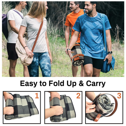 PortableAnd Large Picnic & Outdoor Blanket Sand Proof and Waterproof Picnic Blanket Tote for Camping Hiking Festivals Travelling