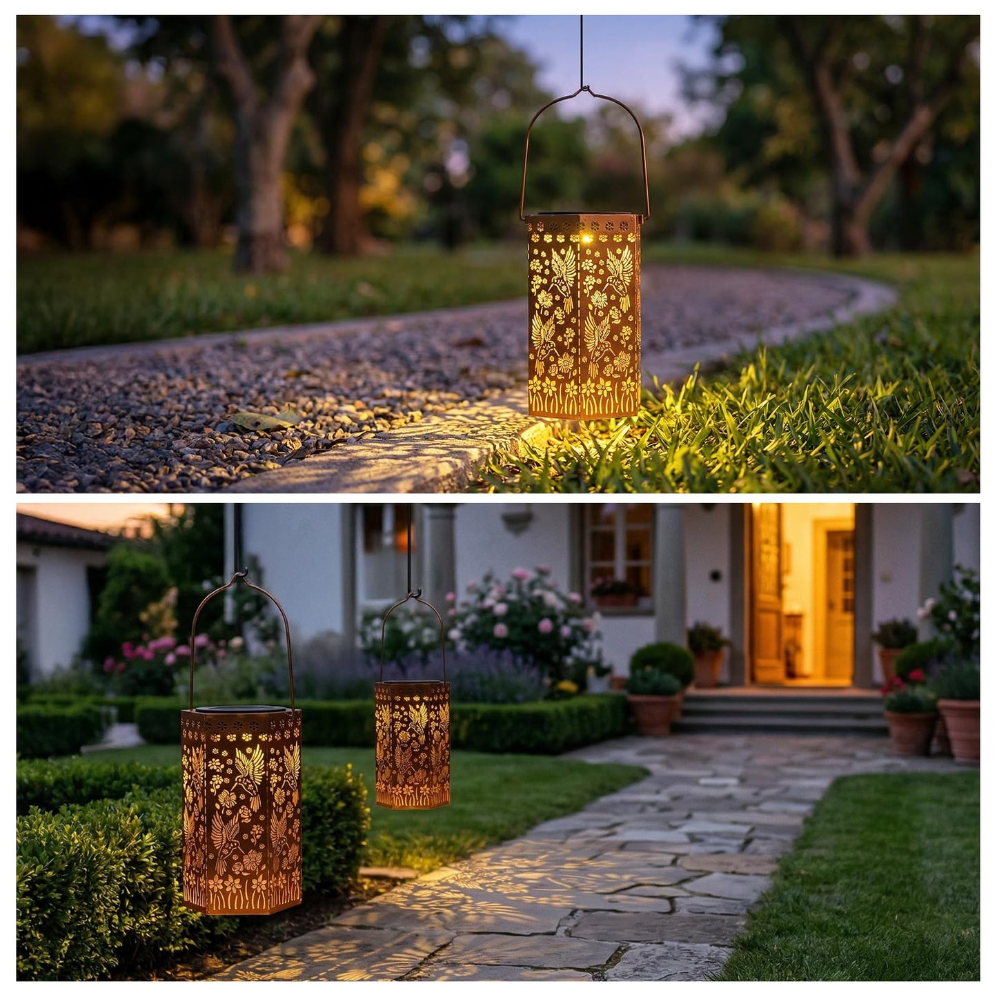 Birthday Gifts for Women Solar Lights Outdoor Garden Decor Metal Hummingbird Hanging Lanterns for Outside Waterproof Mathers Day Gift Upgraded Decorations for Patio Yard Lawn Backyard Christmas