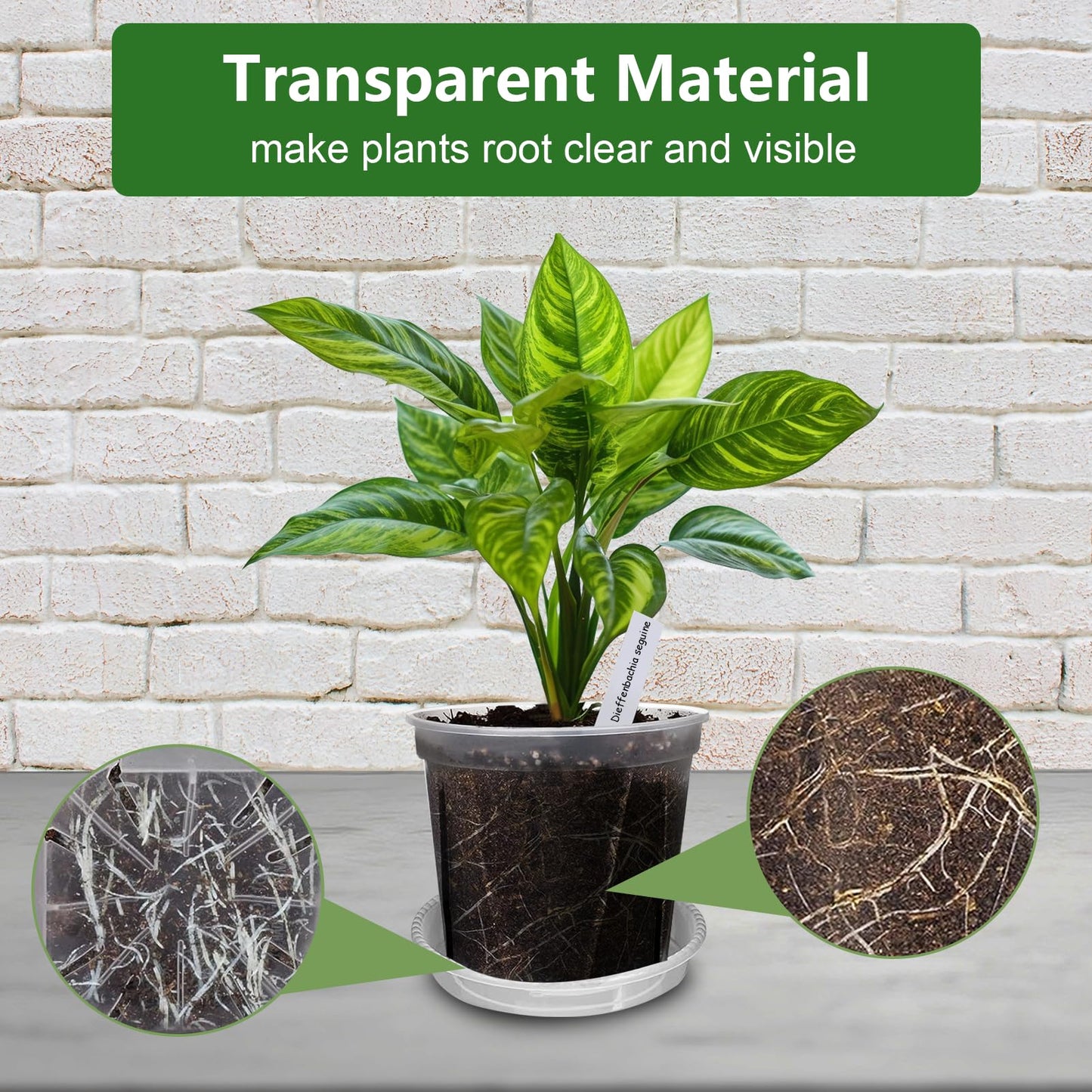 YALIOURS Clear Nursery Pots for Plants, 4/5/6/7 inch Transparent Plastic Plant Pots with Drainage Holes, 8 Pack Garden Pots Seed Starter Pots with Tray and 10pcs Plant Labels