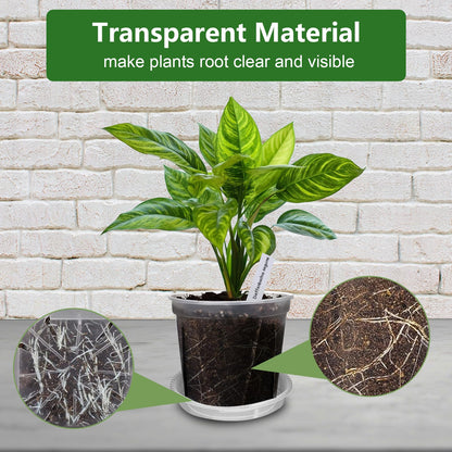 YALIOURS Clear Nursery Pots for Plants, 4/5/6/7 inch Transparent Plastic Plant Pots with Drainage Holes, 8 Pack Garden Pots Seed Starter Pots with Tray and 10pcs Plant Labels