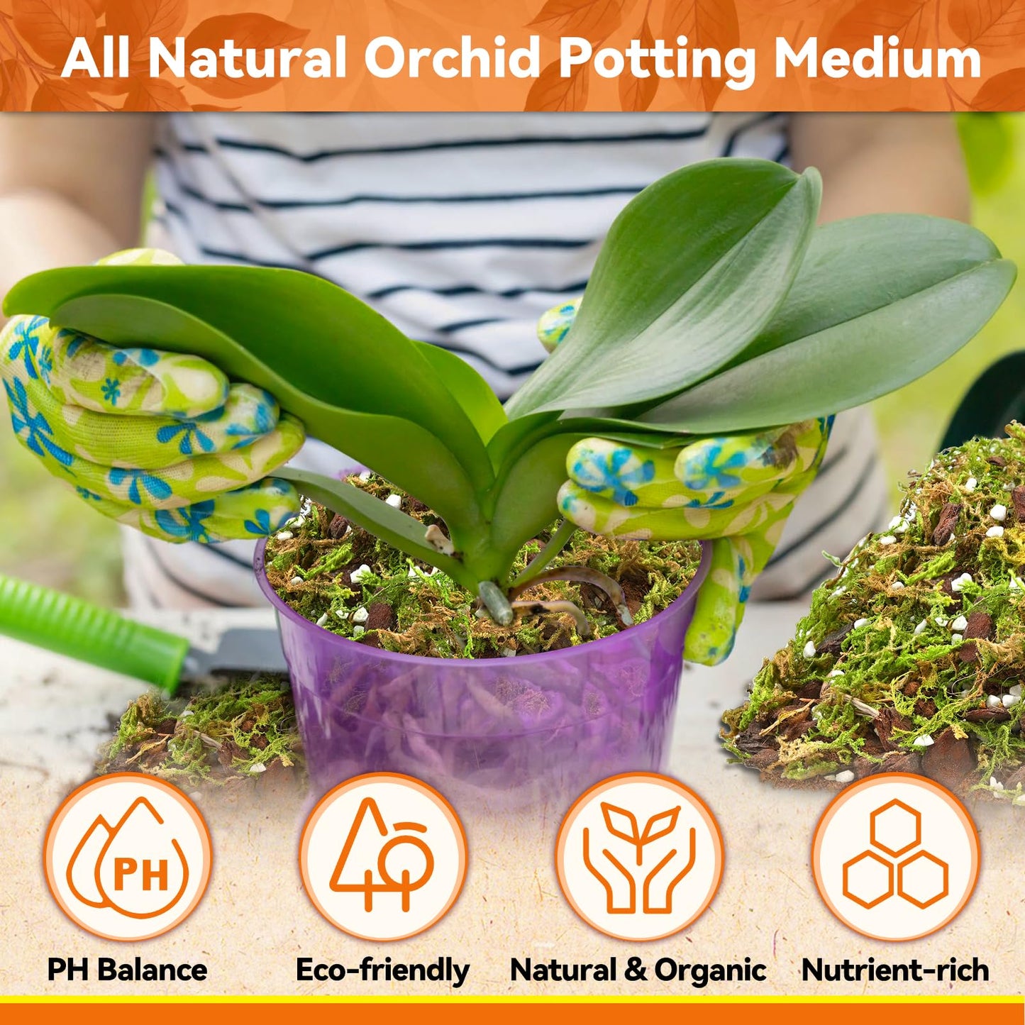 Riare 2L Orchid Potting Mix for Repotting- Orchids Repotting Kit Include Moss, Pine Bark, Perlite, Coco Peat- Premium Orchid Soil Medium for Indoor Potted Plants Root Ventilation & Expanding