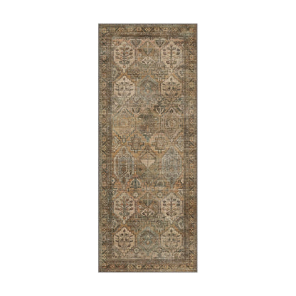 Bavni 2x5 Runner Rugs for Hallways Kitchen Entryway, Washable Runner Rug Vintage Distressed Print Carpet, Ultra-Thin Chenille Low Pile Lightweight Rug with Non Slip Backing, Sepia