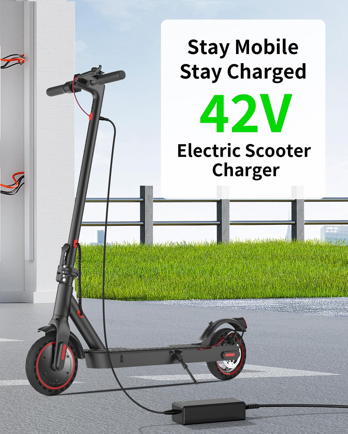 VHBW 42V 2A Electric Scooter Charger for EVERCROSS EV08E EV08S EV10K EV10Z, 9.8FT Power Cord, Compatible with Evercross Scooters