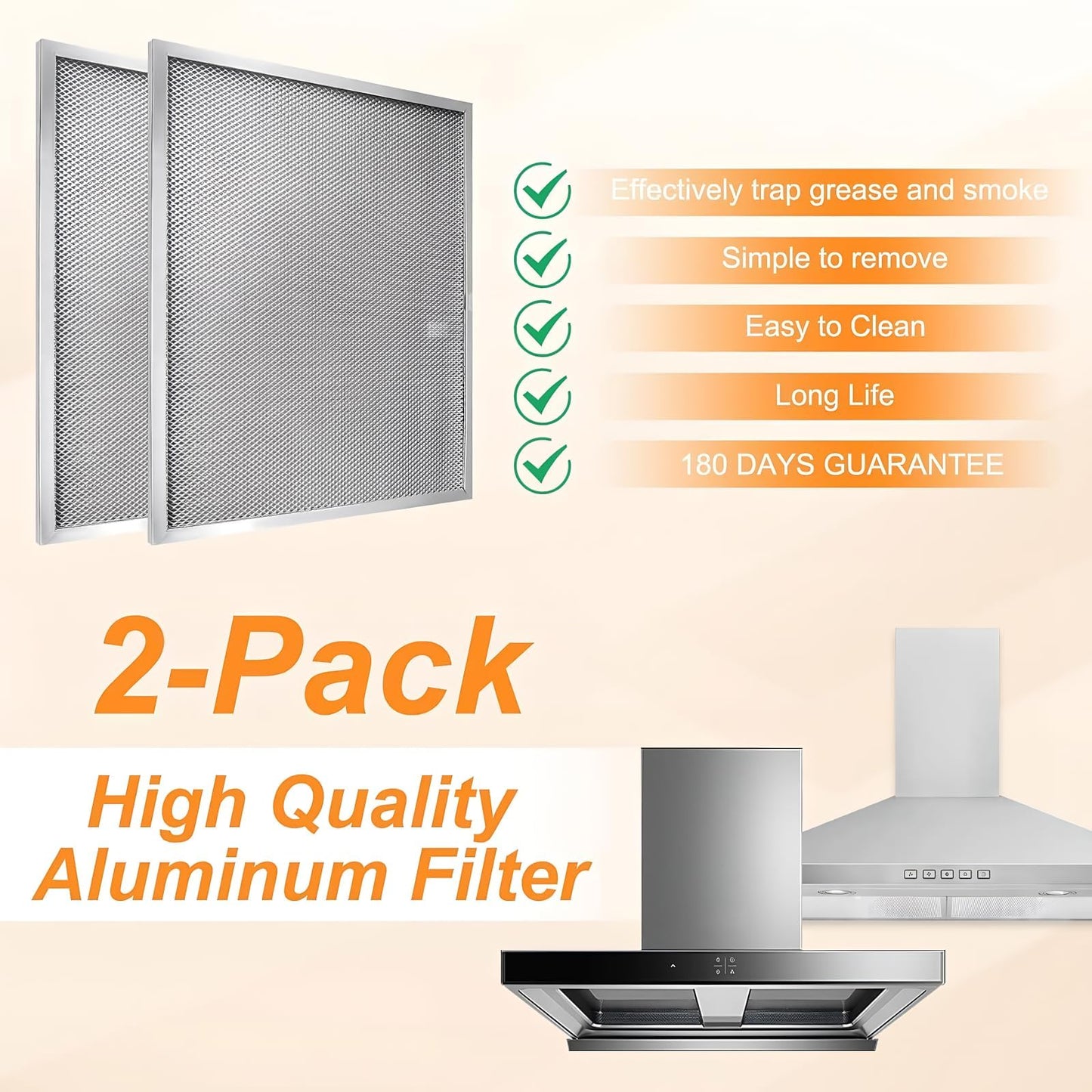 5-Layer BPS1FA30 Range Hood Filter 11-3/4" x 14-1/4", Exact Fit for Broan QS1, WS1, QS2 & Nutone 30" Hoods, Upgraded Aluminum Grease Filter, Dishwasher Safe, Replaces 99010299, 99010305 (2 Pack)