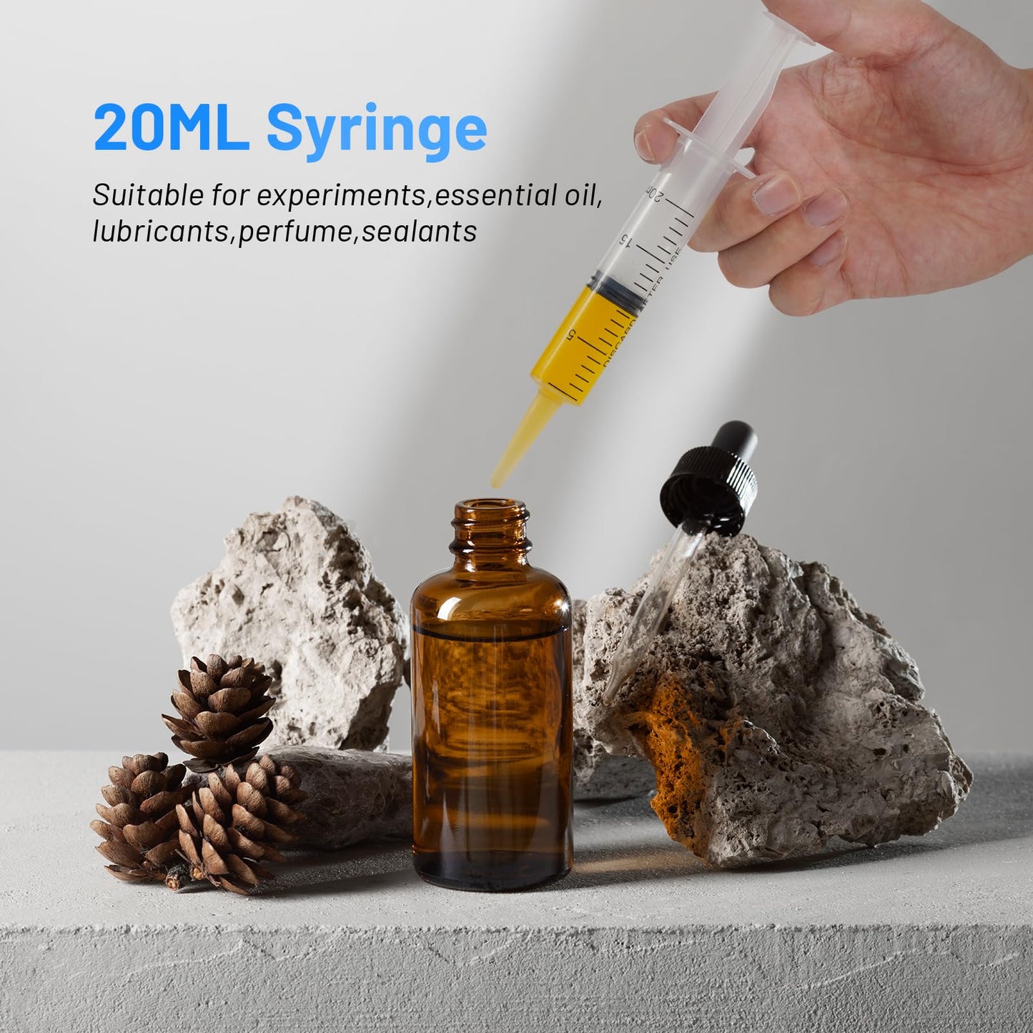 20ml Plastic Syringe with Cap, Large Syringes without Needle for Liquid, Scientific Labs, Measurement, Pet Feeding ,Ink Refilling ,Oil or Glue Applicator, Individually Wrapped (30 Pack)