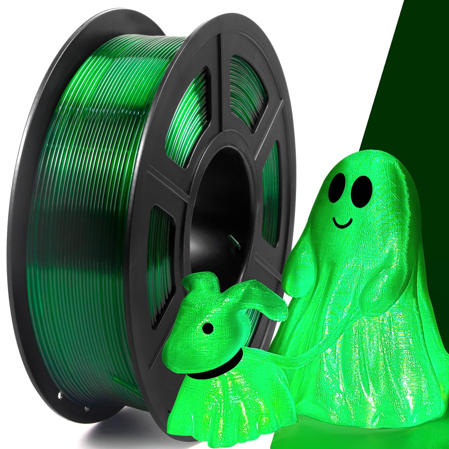 IEMAI Green Clear PETG Filament 1.75mm 1kg, Crystal Transparent 3D Printer Filament Up to 600mm/s Printing, Tough & Durable for Lampshade, Creative DIY, Home Decor