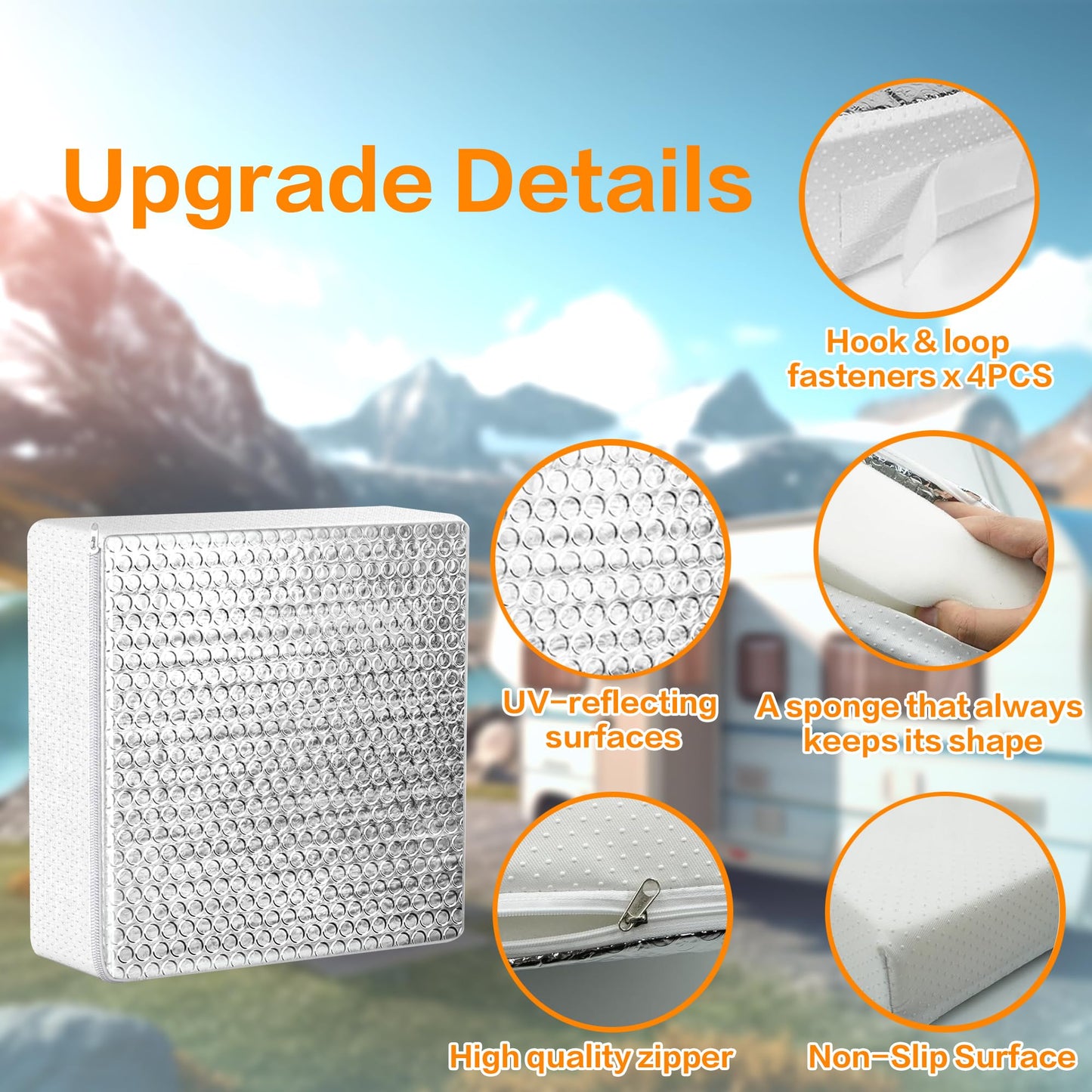 2 Pack RV Vent Insulator and Skylight Cover 14″x14″x3″ with UV Protection Layer Reduce Heat Transfer & Increase A/C Efficiency RV Accessories for Vent Inside Camper Trailer