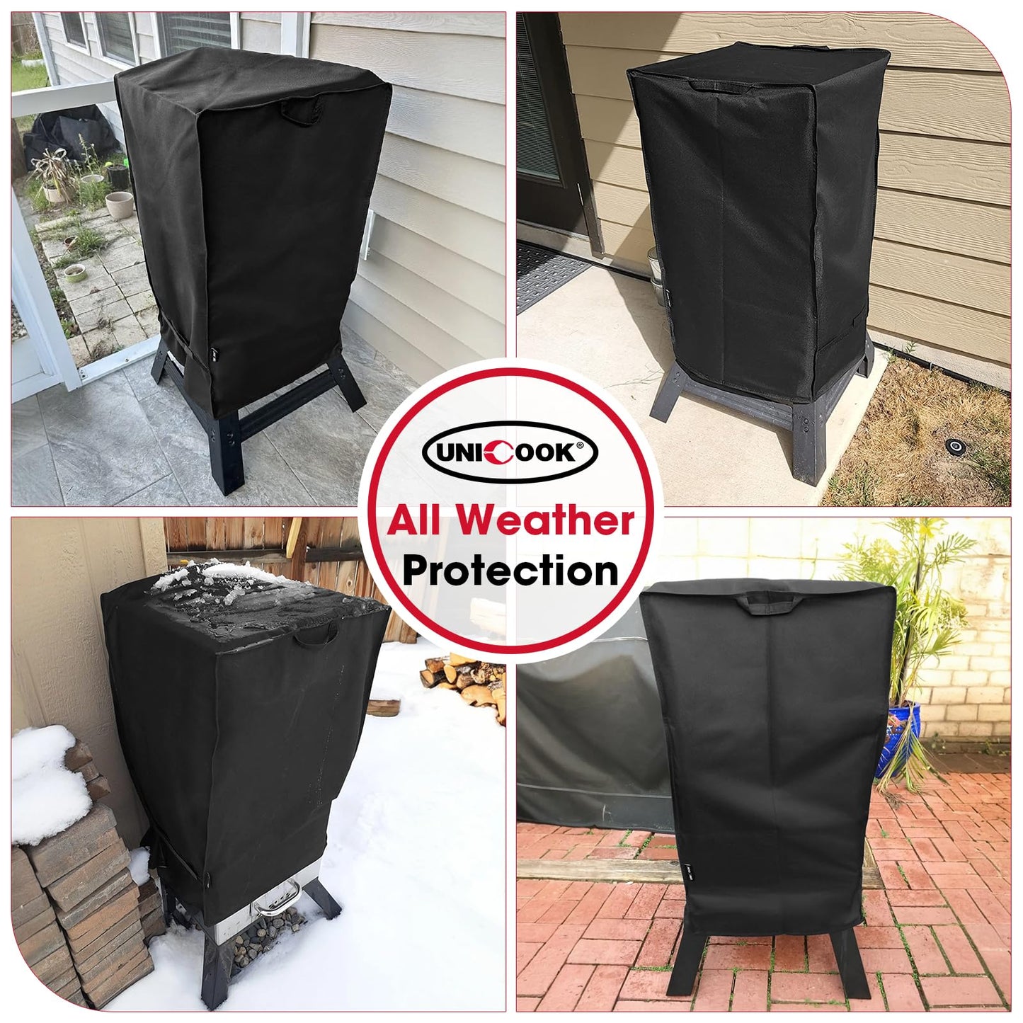 Unicook 30 Inch Electric Smoker Cover, Heavy Duty Waterproof BBQ Grill Cover, Fade and UV Resistant Square Vertical Smoker Covers, Housse Fumoir, 18" W x 17" D x 33" H