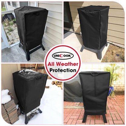 Unicook 30 Inch Electric Smoker Cover, Heavy Duty Waterproof BBQ Grill Cover, Fade and UV Resistant Square Vertical Smoker Covers, Housse Fumoir, 18" W x 17" D x 33" H