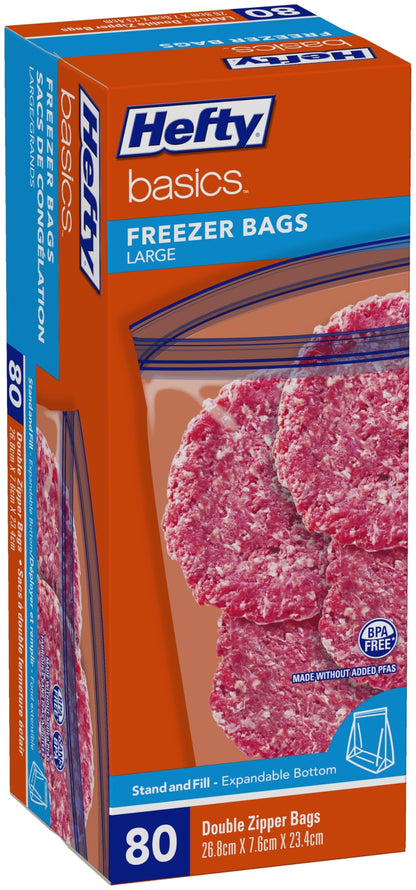 Hefty Basics Freezer Bags/Food Bags Large 80-count