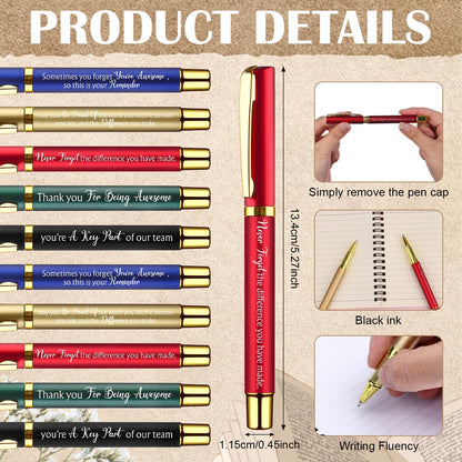 20 Pcs/10 Set Thank You Gifts Bulk Motivational Spiral Notebook and Inspirational Ballpoint Pen Employee Appreciation Journals Notepads Funny Ballpoint Pen Set for Office School Staff Coworker Teacher