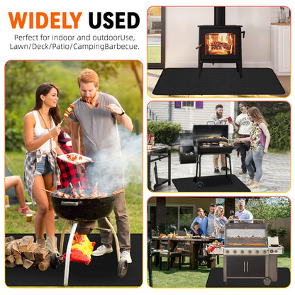 Uewpv 60x40 inch Under Grill Mat for Outdoor BBQ, Extra Large Fireproof Deck Protector Pad, Waterproof Oil-Proof Patio Lawn Mat for Grill, Fireplace & Fire Pit