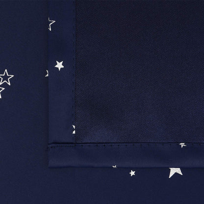 BGment Navy Blue Kids Blackout Curtains 63 Inches Long for Bedroom - Silver Star Printed Thermal Insulated Room Darkening Grommet Curtains for Living Room, 2 Panels, 52 Wide