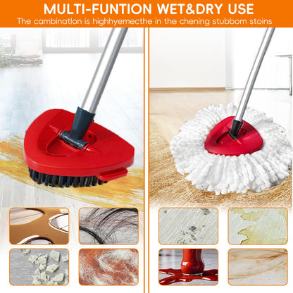 2 Pack Spin Mop Replacement Heads Mops Refills Compatible with Vileda Moppe Replace Head Safe for Cleaning All Hard-surfaced Floors Includes 2 Scrub Brush,Extra Base (White)