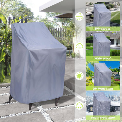 Stackable Patio Chair Covers, 210D Outdoor Chair Covers Waterproof for Stacked Chairs, Lawn Chair Covers Waterproof Outdoor Fits for 4-6 Outdoor Stacking Chairs (Grey, 25"L x 25"W x 47"H , 2PCS)