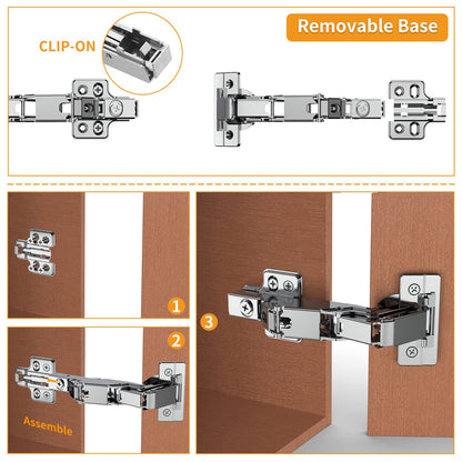 2 Pack Full Overlay 165 Degree Soft Close Cabinet Hinges, Lazy Susan, Heavy duty, Clip-on Plate, Chibery Multi Pivot Concealed Hardware for Corner Kitchen Frameless Cabinet, Cupboard Folded, Closets