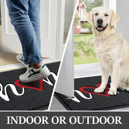 Door Mat Indoor Outdoor Doormat Low Profile Floor Mat Welcome Mat Non-Slip Low-Profile Design Front Doormat,Durable Trap Dirt for Entryway,High Traffic Areas,Patio 36"*24" (Black-Home)