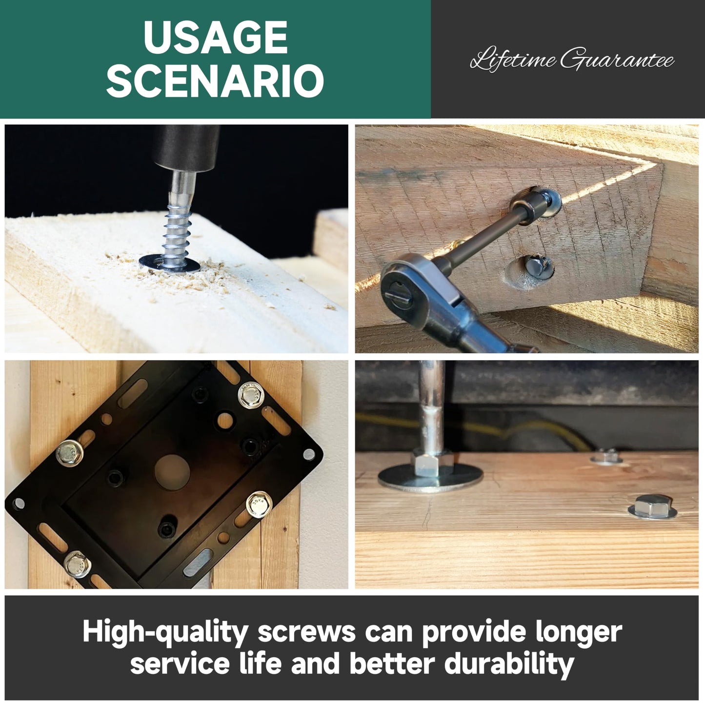 EASTPUK (8Sets) 3/8" x 5" Hex Head Lag Bolts, Heavy Duty Lag Screws with Washers, 304 Stainless Steel, 3/8 Bolt for Wood, Partial Thread, Black Oxide