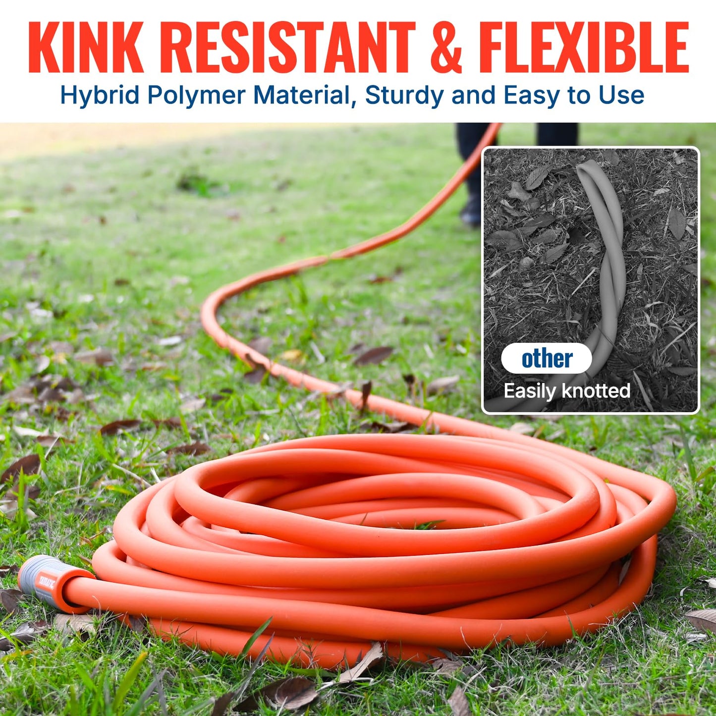 YAMATIC ECO-Friendly Garden Lead-in Hose 5/8 in. x 5 ft Heavy Duty Enhanced Brass Connectors | All-Weather Flexibility| Lightweight | RoHS Standard